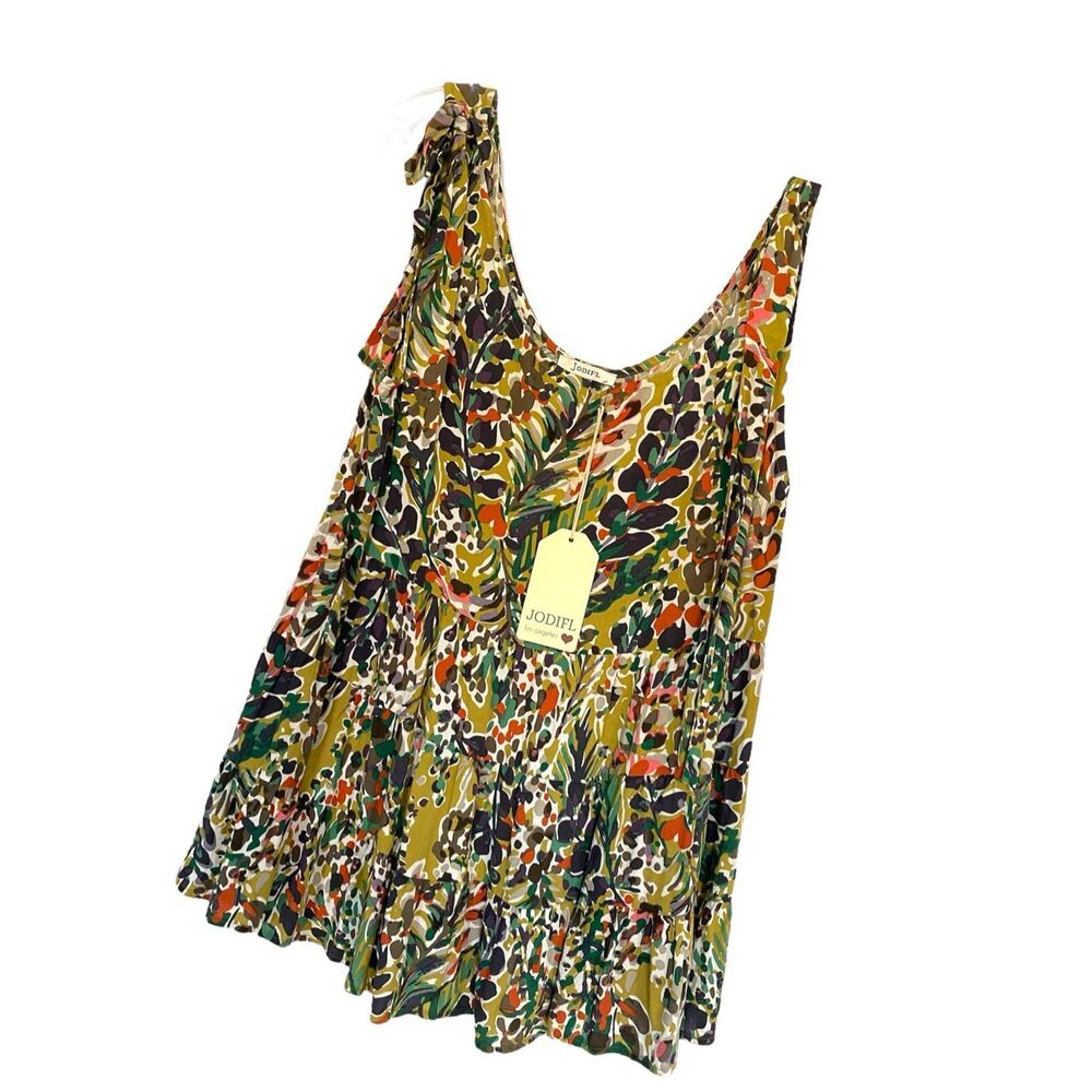 Jodifl Multicolour Floral Sleeveless Tiered Top